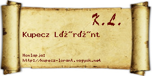 Kupecz Lóránt névjegykártya